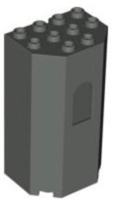 Panel 3x4x6 Turret Wall with Window, Part #30246 Part LEGO® Dark Gray  