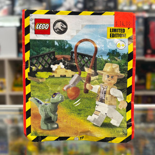 Robert Muldoon with Raptor and Enclosure paper bag, 122409 Building Kit LEGO®