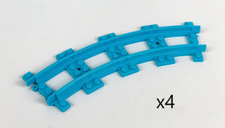 LEGO® Plastic Train Track, Narrow, Curved, Medium Azure, 4 pieces Part LEGO®