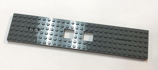 LEGO® Train Base 6 x 28 with 2 Square Cutouts and 3 Round Holes Each End (New Style), Part# 92339 Part LEGO® Dark Bluish Gray  