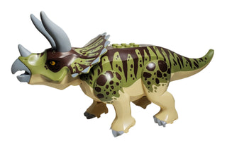 Dinosaur Triceratops with Olive Green and Dark Brown Stripes, Tricera04 LEGO® Animals LEGO®