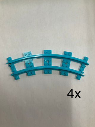 LEGO® Plastic Train Track, Narrow, Curved, Medium Azure, 4 pieces Part LEGO®