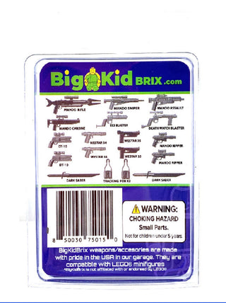 Mando Hunter Metal Grey Weapons Pack Custom, Accessory BigKidBrix