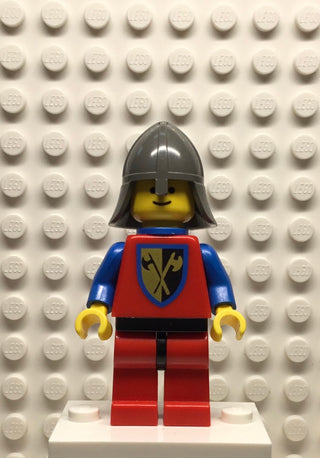 Crusader-Axe, Red Legs with Black Hips, Dark Gray Neck-Protector, Blue Plastic Cape, cas111a Minifigure LEGO®