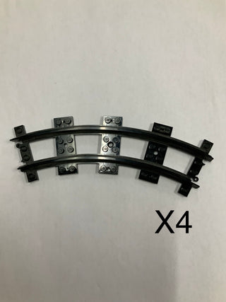 LEGO® Plastic Train Track, Narrow, Curved, Black, 4 pieces Part LEGO®