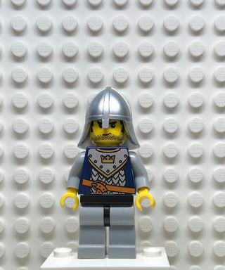 Fantasy Era, Crown Knight Scale Mail with Crown, Helmet with Neck Protector, Black Messy Hair and Stubble, cas360 Minifigure LEGO®