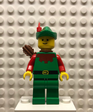 Forestman, Red, Green Hat, Red Feather, Quiver, cas137a Minifigure LEGO®