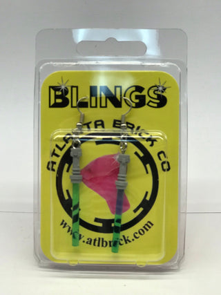 LEGO® Lightsaber Earrings Blings United Brick Co® Blue