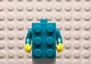 Torso, 2 x 3 Brick Costume / Dark Turquoise Arms / Yellow Hands (BAM), 37191c05 Part LEGO®   