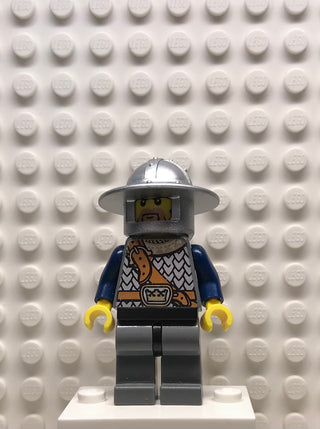 Fantasy Era, Crown Knight Scale Mail with Chest Strap, Helmet with Broad Brim, Brown Beard and Sideburns, cas381 Minifigure LEGO®