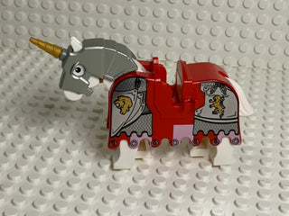 LEGO® Horse Barding, Armor Red w/ Gold Lions & Silver Plate, 2490pb08 LEGO® Animals LEGO®