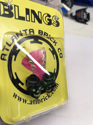 LEGO® Black Skull Skeleton Head Earrings Blings United Brick Co®