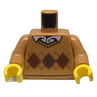 Torso Argyle Sweater with White Shirt Collar and Button Pattern / Medium Nougat Arms, 973pb2342 Part LEGO® Yellow Hands