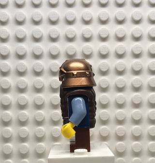 Fantasy Era, Dwarf, Dark Brown Beard, Copper Helmet with Studded Bands, Sand Blue Arms, Vertical Cheek Lines, cas355 Minifigure LEGO®