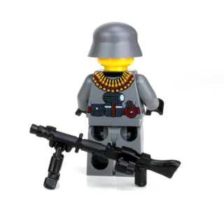 German WWII MG Gunner Custom Minifigure, BB17 Custom minifigure Battle Brick