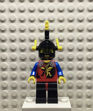 Dragon Knights, Knight 2, Black Legs with Red Hips, Black Dragon Helmet, Yellow Plumes, Black Plastic Cape, cas018a Minifigure LEGO®