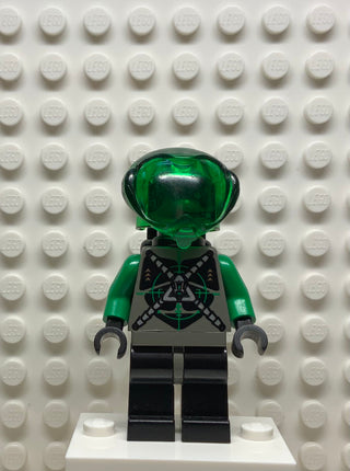 Insectoids Zotaxian Alien - Male, Gray and Green with Green Circuits and Silver Hoses, with Air Tanks (Danny Longlegs / Corporal Steel), sp025 Minifigure LEGO®
