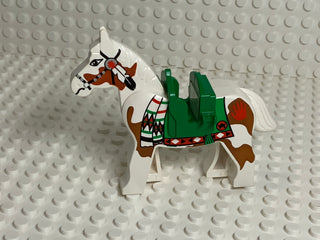 White Painted LEGO® Horse, Native American Style LEGO® Animals LEGO® With Saddle
