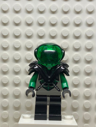 Insectoids Zotaxian Alien - Male, Gray and Green with Green Circuits and Silver Hoses, with Black Armor (Danny Longlegs / Corporal Steel), sp027 Minifigure LEGO®