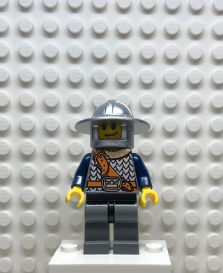 Fantasy Era, Crown Knight Scale Mail with Chest Strap, Helmet with Broad Brim, Smirk and Stubble Beard, cas336 Minifigure LEGO®