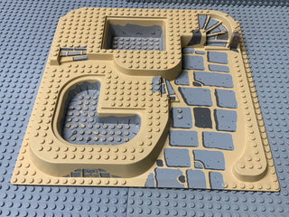 32x32 Raised Baseplate Three Level w/ Slate Ramp and Gray Pool Pattern Tan 6092pb03 LEGO® Part LEGO®