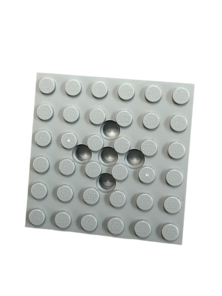 Plate, Modified 6 x 6 with 5 Pin Holes, Part# 73110 Part LEGO® Light Bluish Gray