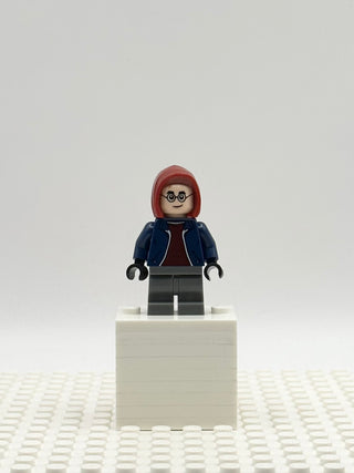 Harry Potter - Dark Blue Jacket with Dark Red Shirt, Dark Bluish Gray Medium Legs, Dark Red Hood, hp458 Minifigure LEGO®   