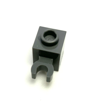Brick, Modified 1x1 with Open U Clip (Vertical Grip) - Hollow Stud, Part# 60475b Part LEGO® Dark Bluish Gray  