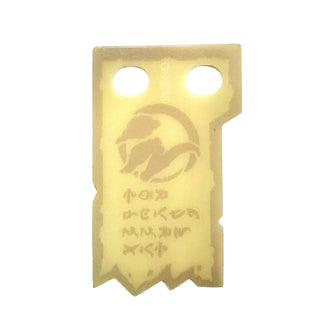 Tan Tattered Flag with Dark Tan Border, Ninjago Logogram Letter S and 'THE FORBIDDEN ART' Pattern, Part# multipls16a Part LEGO® Very Good