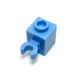 Brick, Modified 1x1 with Open U Clip (Vertical Grip) - Hollow Stud, Part# 60475b Part LEGO® Medium Blue  