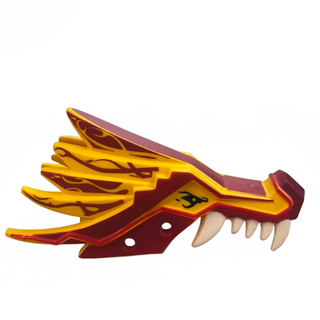 Dragon Head (Ninjago) Jaw Upper with Dark Red Sections, White Teeth and Red Stripes Pattern, Part# 93070pb02 Part LEGO® Like New