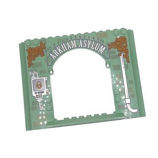 Panel 4x16x10 with 'ARKHAM ASYLUM', Bricks, Leaves, Tube and Lock Pattern, Part# 15626pb08