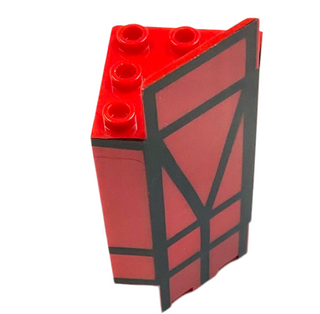 Panel 3 x 3 x 6 Corner Wall with Black Lines Pattern, Part# 2345p01 Part LEGO® Red Very Good