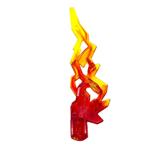 Hero Factory Weapon Accessory, Flame / Lightning Bolt with Axle Hole with Marbled Trans-Yellow Pattern, Part# 11302pb01 Part LEGO® Trans-Red