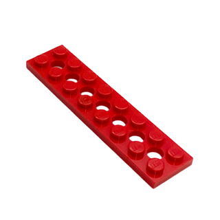 Technic, Plate 2x8 with 7 Holes, Part# 3738 Part LEGO® Red