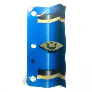 Blue Flag with Black and Gold Stripes and Fan with Crossed Katanas, Horns and Dot Pattern, Part# multipls18 Part LEGO® Very Good