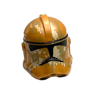 Minifigure, Headgear Helmet SW Clone Trooper (Phase 2) with Tan and Dark Tan Camouflage Pattern, Part# 11217pb12 Part LEGO® Medium Nougat Very Good