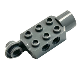Technic, Brick Modified 2 x 3 with Pin Holes, Rotation Joint Ball Half Vertical, and Rotation Joint Socket, Part# 47432 Part LEGO® Dark Bluish Gray