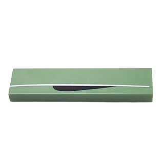 Tile 1 x 4 with White Line with Black Curved Border Pattern, Part# 2431pb0161 Part LEGO® Sand Green Very Good