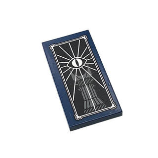 Tile 2x4 with Drawing of Barad-dûr and the Eye of Sauron Pattern (Sticker), Part# 87079pb0142 Part LEGO® Dark Blue Very Good