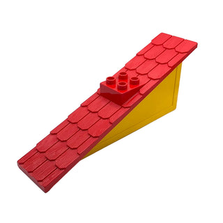 Duplo Roof Sloped 22.5 1 x 11 x4 with Red Shingles and Chimney, Part# 4896c01 Part LEGO® Yellow Very Good