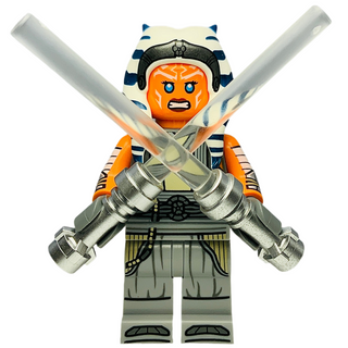 Ahsoka Tano (Adult) - Printed Arms, Light Bluish Gray Legs, sw1354 Minifigure LEGO® Like New with Lightsabers
