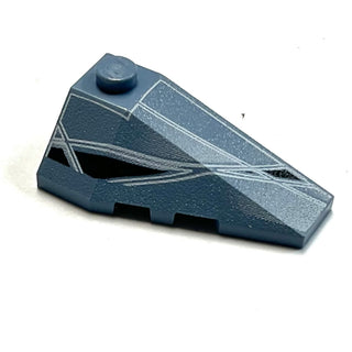 Wedge 4 x 2 Triple Right with Alpha Team Arctic Speeder Pattern, Part# 43711pb01 Part LEGO® Sand Blue