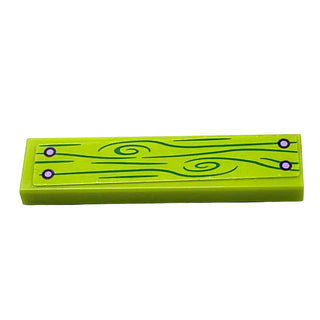 Tile 1 x 4 with Green Wood Grain and 4 Screws Pattern (Sticker), Part# 2431pb0616 Part LEGO® Lime Very Good