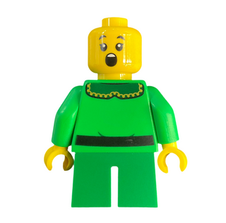 Elf - Dark Green Collar and Gold Horn, Open Mouth Smile, hol363 Minifigure LEGO®