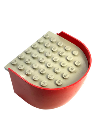 Boat, Hull Smooth Stern 6x6x3 1/3 with Light Gray Deck Part# x147c01 Part LEGO® Red Very Good