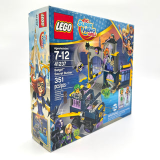 LEGO DC Super Heroes Batgirl Secret Bunker set 41237 box showing bunker structure with minifigures and vehicle.