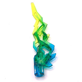 Hero Factory Weapon Accessory, Flame / Lightning Bolt with Axle Hole with Marbled Trans-Yellow Pattern, Part# 11302pb01 Part LEGO® Trans-Dark Blue
