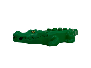 Alligator / Crocodile with 20 Teeth with Yellow Eyes without White Glints Pattern with Light Bluish Gray Technic, Pin 1/2, 18904c04pb01 Minifigure LEGO®