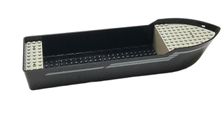 Boat, Hull Unitary 38 x 10 x 5 2/3 Floating with Raised Light Gray Decks, Part# 2366c01 Part LEGO® Black with Stickers Very Good